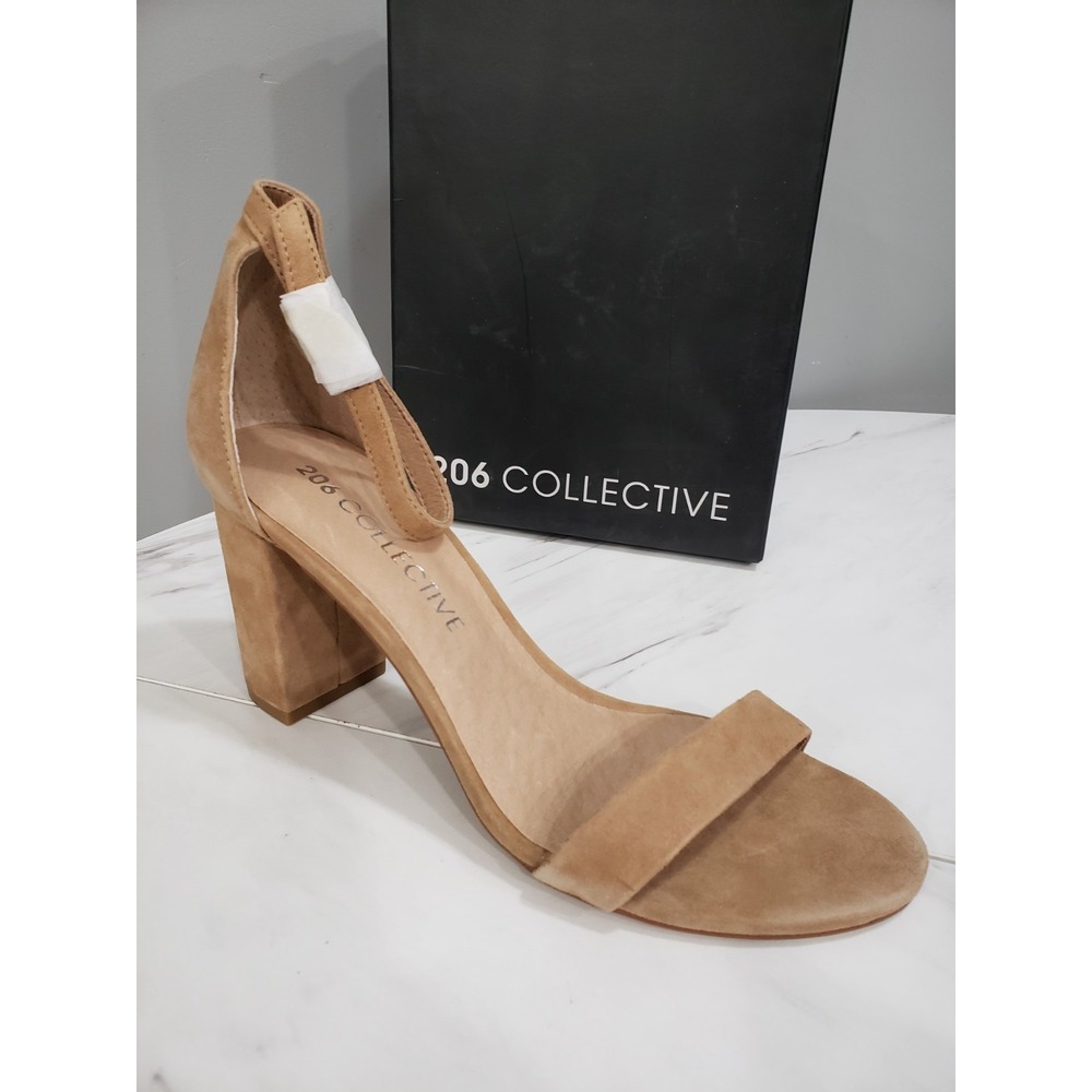 NEW - 206 Collective Women's Dress Sandal‎ Block Heeled Size 9 Taupe Suede